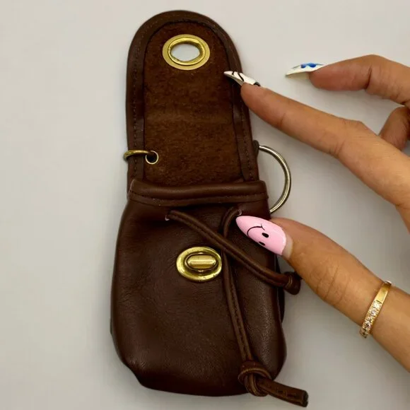 Vintage Coach Mahogany Brown Mini Turnlock Daypack Key Fob Keychain - Picture 7 of 10